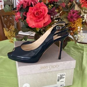 TODAY ONLY JIMMY CHOO sling stilettos nova dark blue made in Italy.